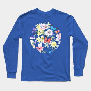 Colorful wildflowers and butterflies Long Sleeve T-Shirt